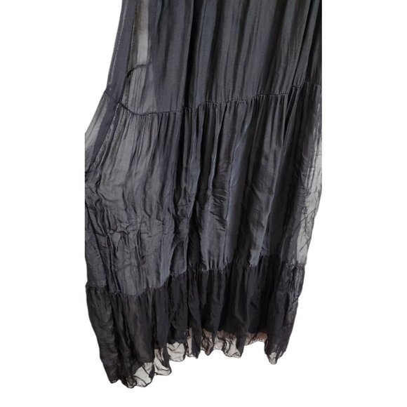 Bellambia Made in Italy Silk Blend Tiered Maxi Dress S Black Boho Resort Elegant - Picture 4 of 8